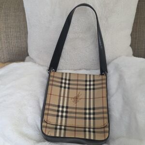 VGUC Vintage Burberry Tan and Black Check Shoulder Bag